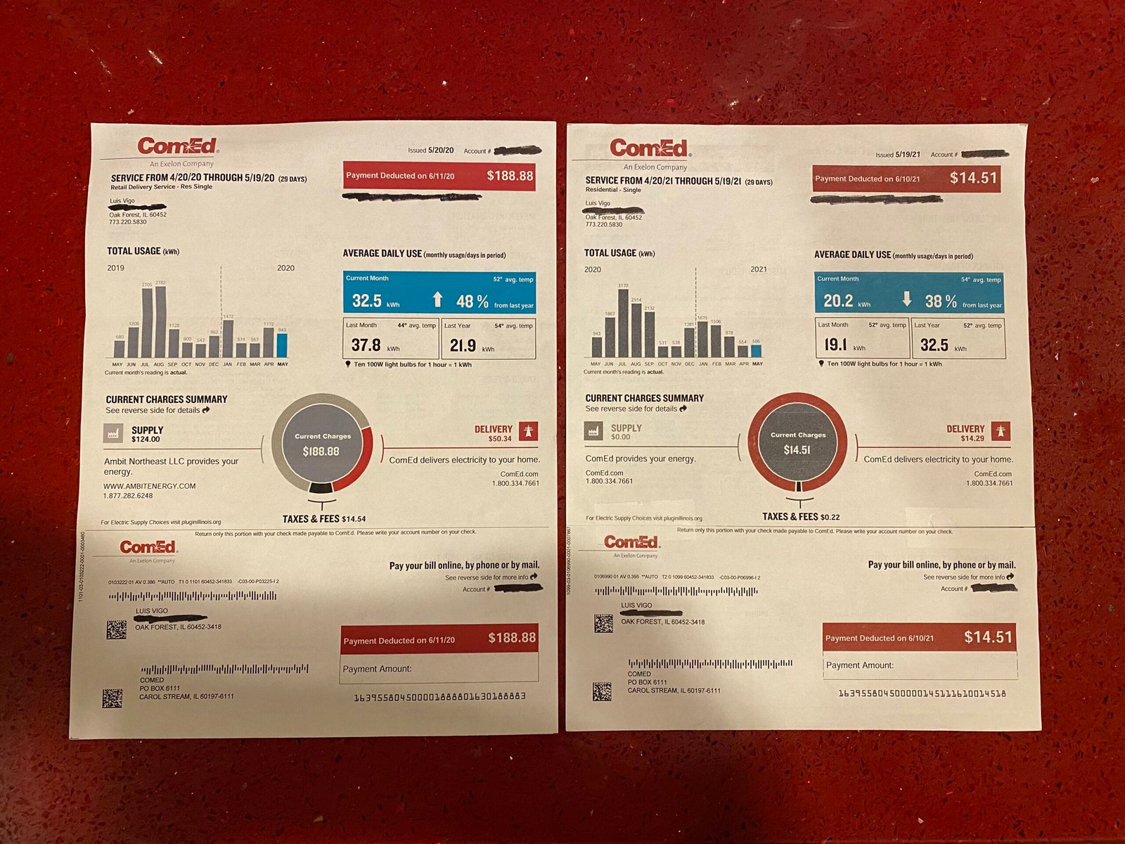 May Electric Bill Comparison
